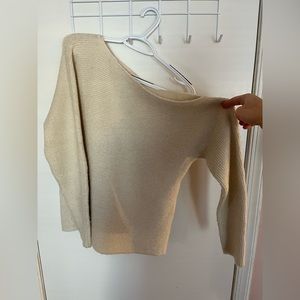 Small, crème color Treasure & Bond off the shoulder sweater